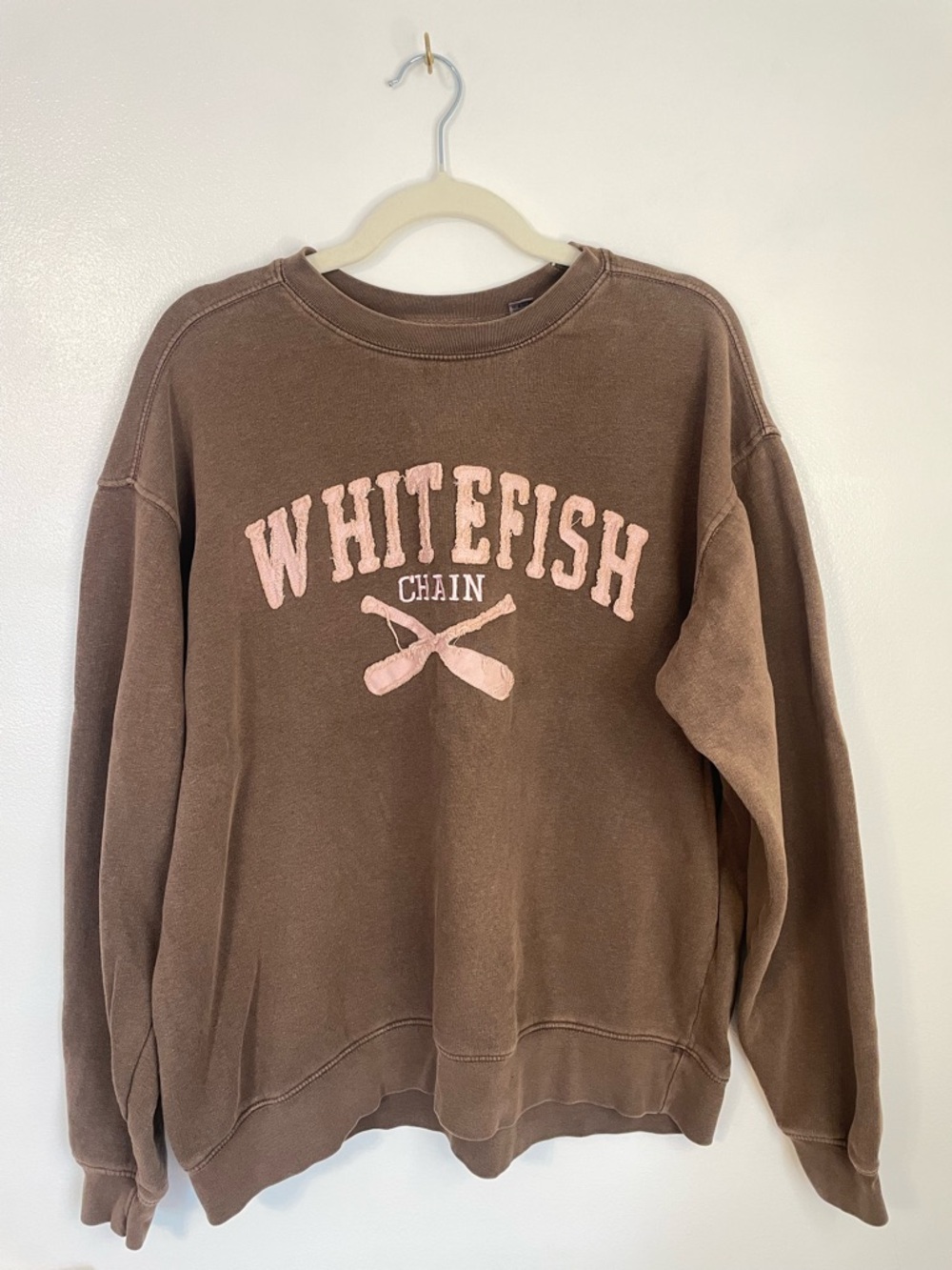 Blue 84 whitefish chain brown crewneck sweatshirt size large